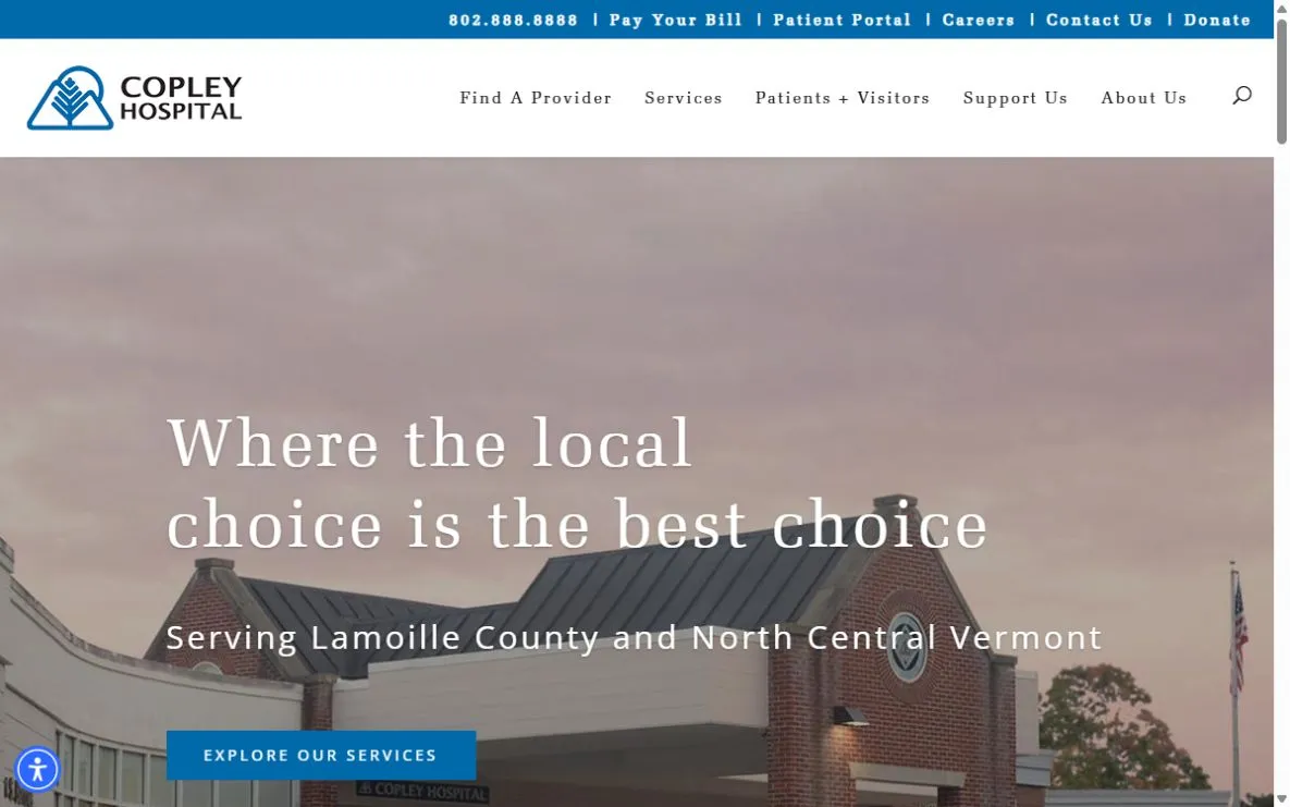 Copley Hospital website preview